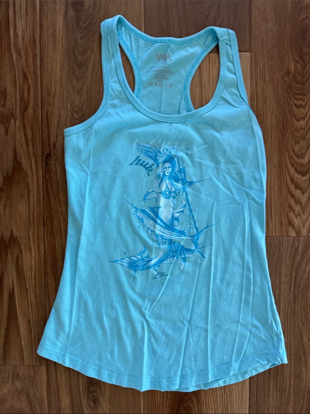 Huk Mermaid Graphic Racerback Tank Top - Light Blue